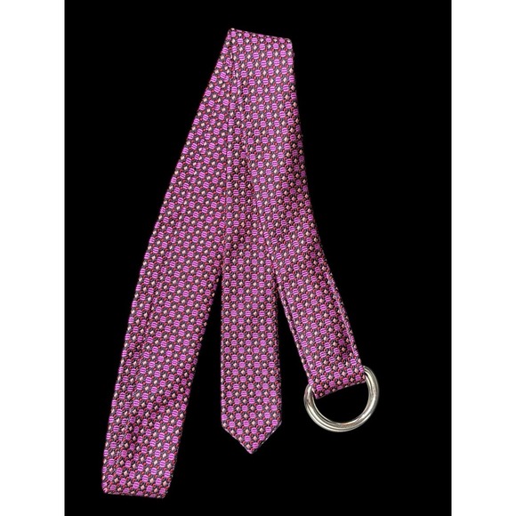 Vintage‎ 90s Y2K J. Crew 100% Silk Skinny Belt D Ring Neck Tie Style S/M - Picture 3 of 3